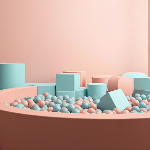 barevný měkký koutek na hraní s míčky v pastelových barvách